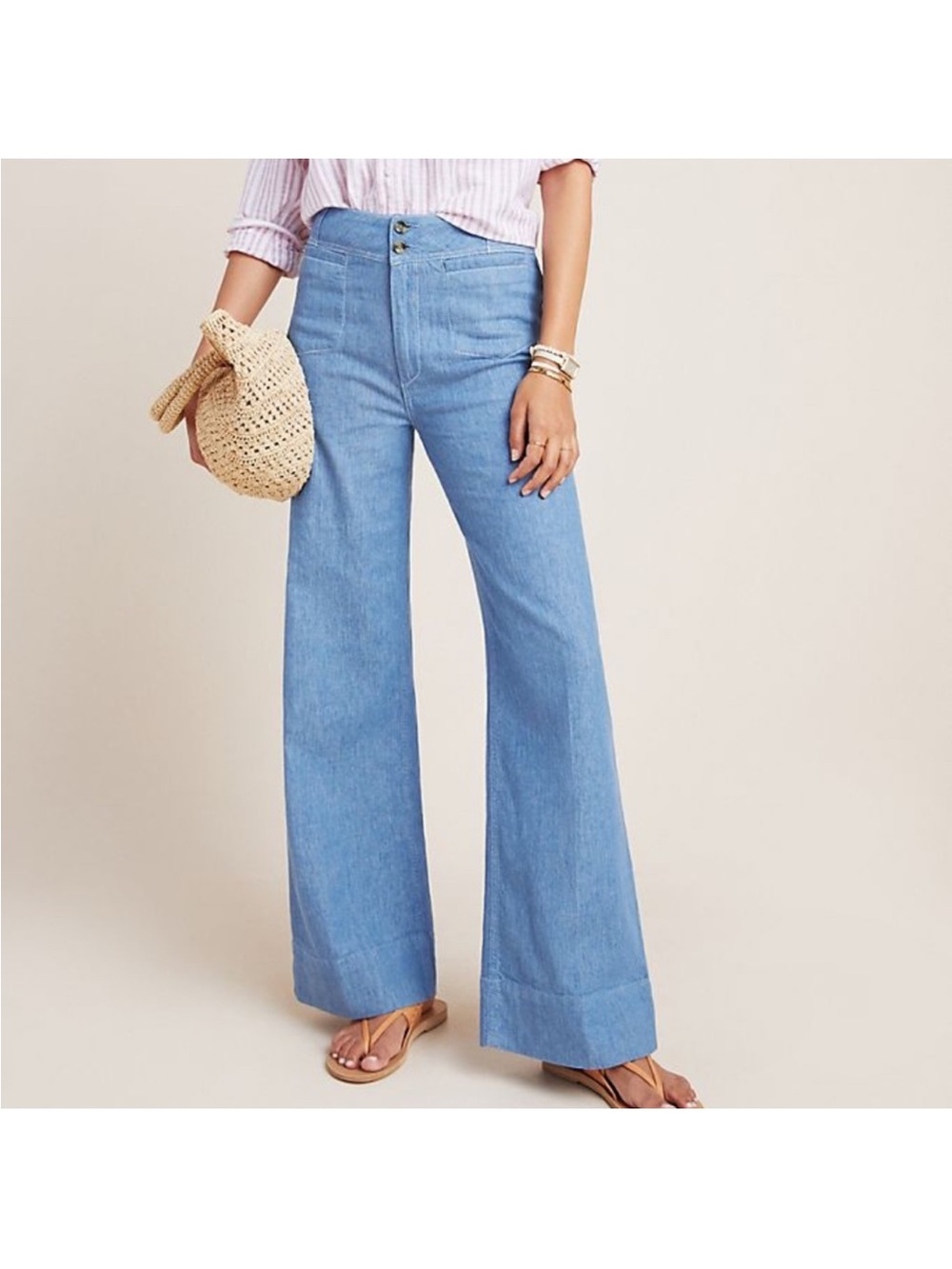 Anthropologie Pilcro Wide Leg Linen Trousers